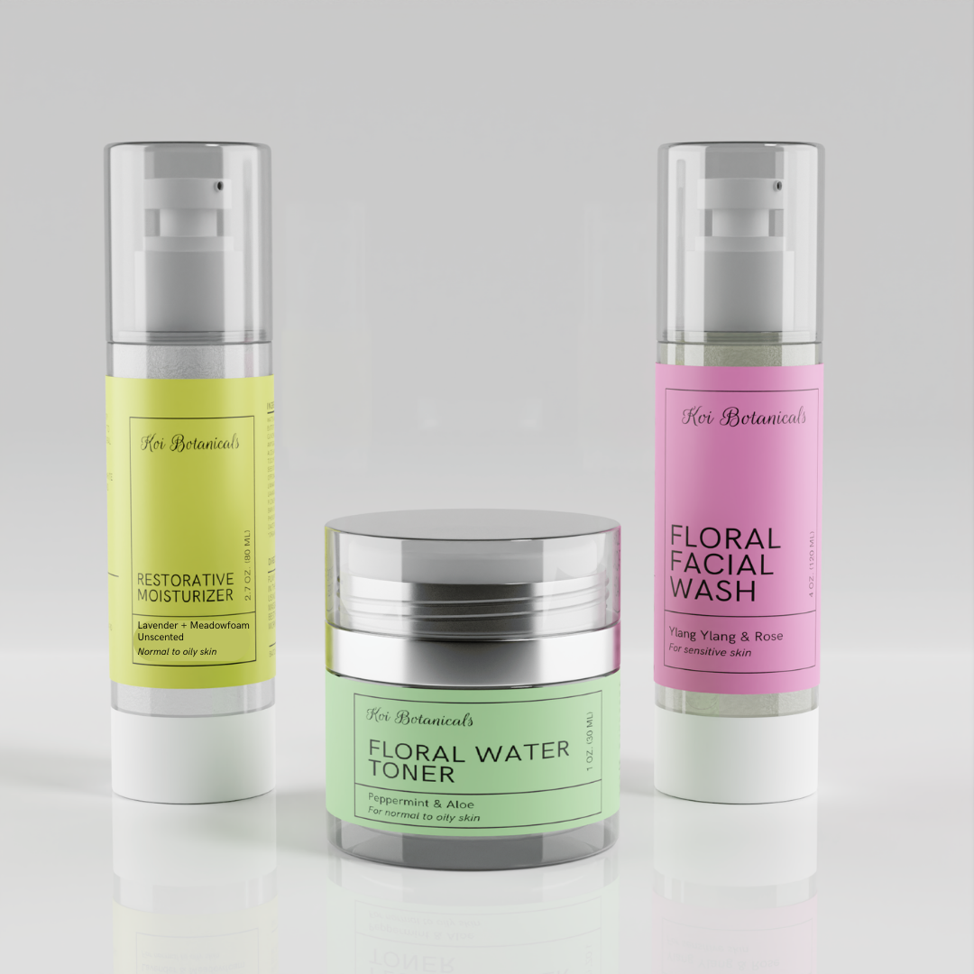 Glow Kit Express | 3 Step Facial Care System - Koi Botanicals Normal to Oily: Unscented