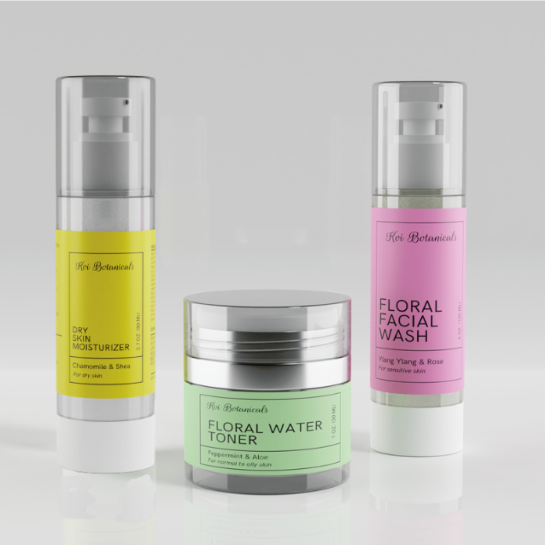 Glow Kit Express | 3 Step Facial Care System - Koi Botanicals Dry Skin: Chamomile + Shea